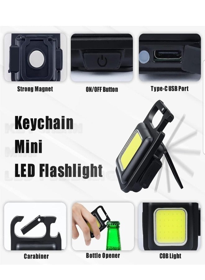 Pristar Small LED Flashlight 800 Lumens COB Rechargeable Keychain Mini Flashlight 4 Light Modes Portable Pocket Light with Folding Bracket Bottle Opener and Magnet Base for Fishing Walking Camping - Image 4